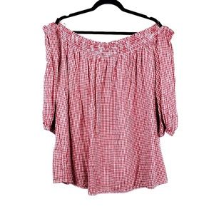 OLD NAVY Red Gingham Off The Shoulder Top XXL